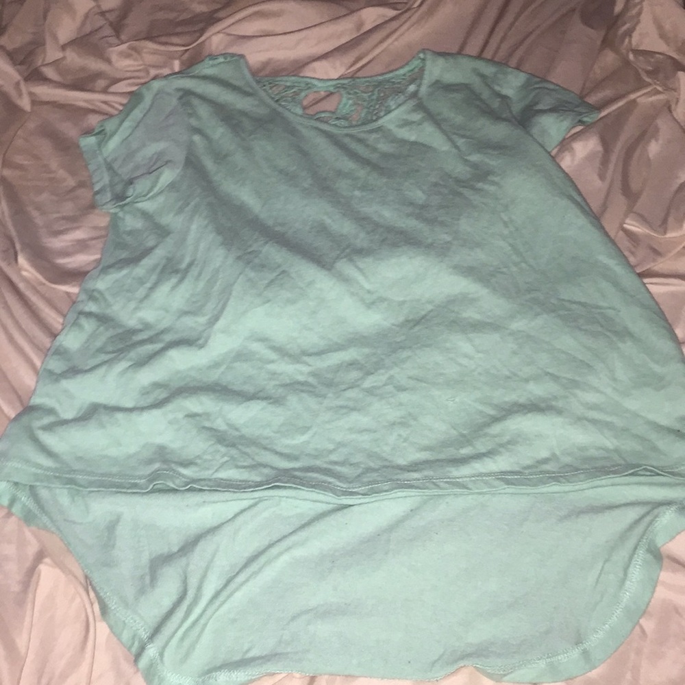 Teal shirt with a Lacey back